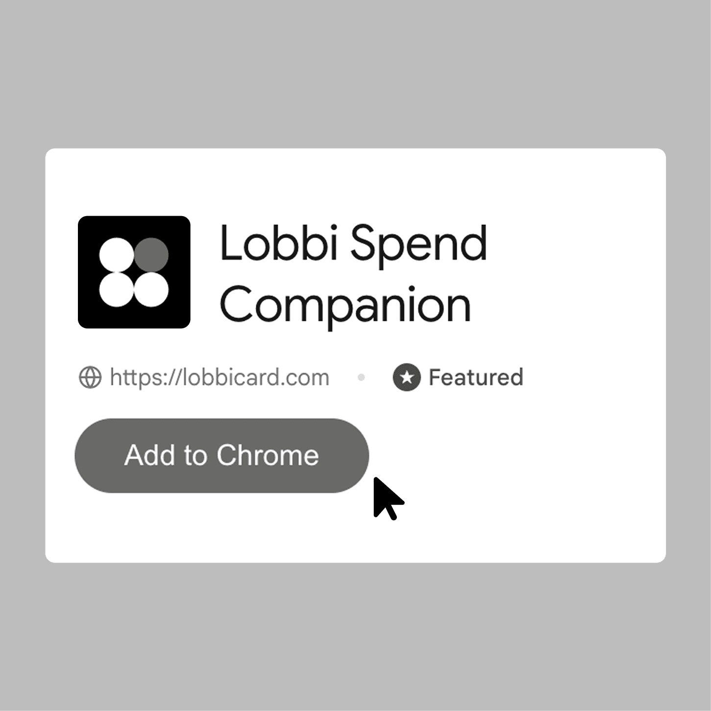 Chrome Web Store listing for Lobbi Spend Companion with an Add to Chrome button