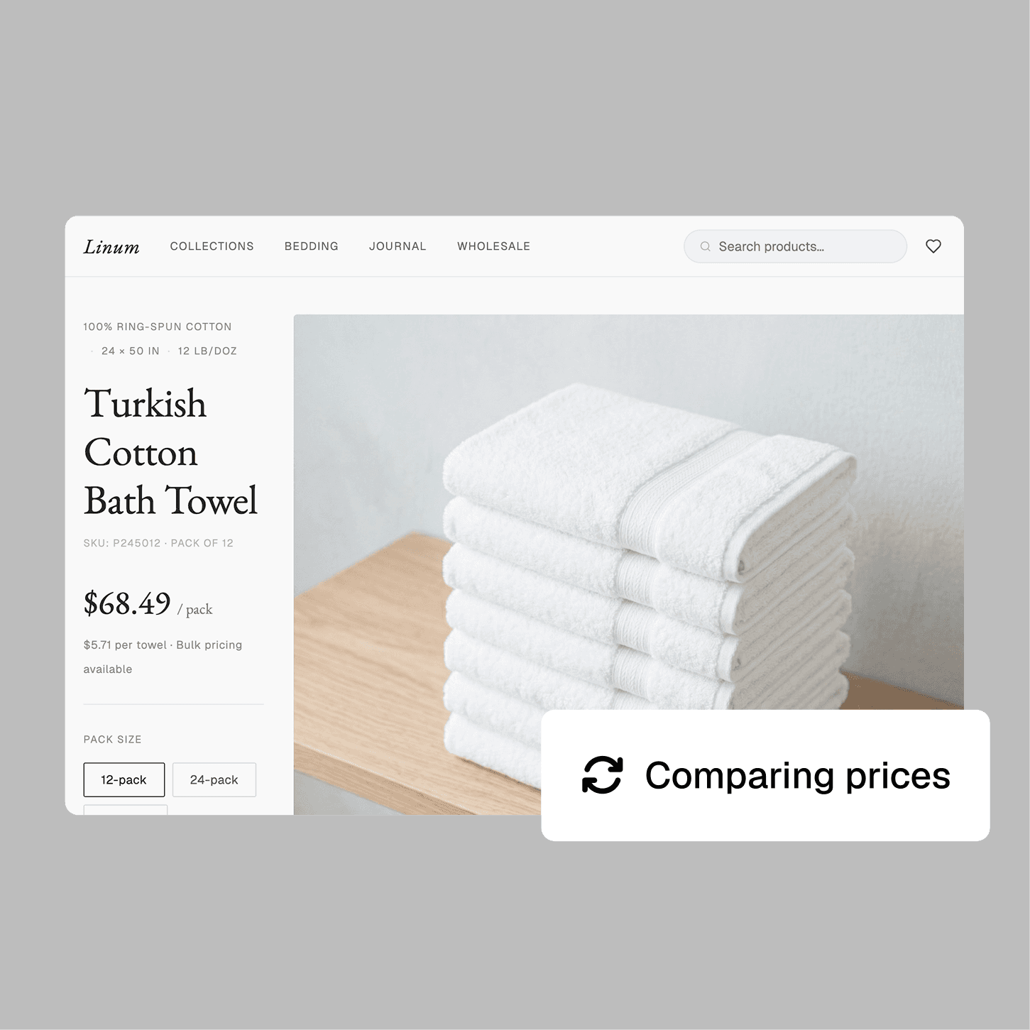 A supplier product page with Lobbi comparing prices in the background